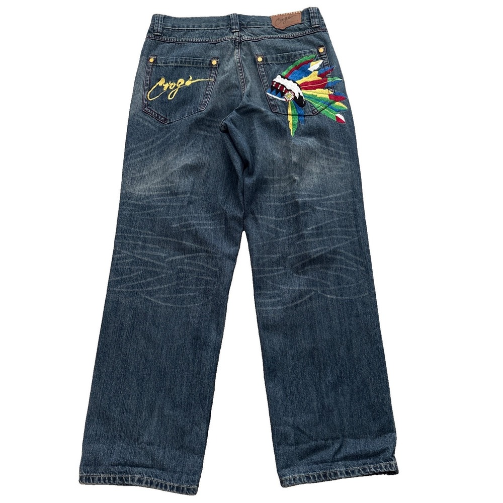 COOGI Y2K Jeans 36x34 Native American Embroidered Baggy